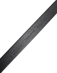 Black Calfskin Classic Metal Logo Buckle Belt