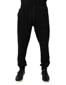 Black Cotton Mid Waist Jogger Sweatpants Pants