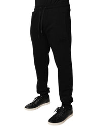 Black Cotton Mid Waist Jogger Sweatpants Pants