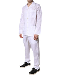 White Cotton Shirt Pants Pajama Set Sleepwear
