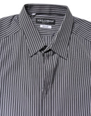 Black White Striped GOLD Formal Dress Shirt