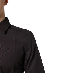 Maroon Jacquard Cotton GOLD Men Dress Shirt