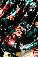 Black Floral Sequin Sleeveless Sheath Dress