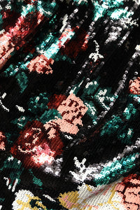 Black Floral Sequin Sleeveless Sheath Dress