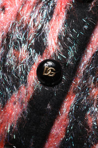 Red Mohair Wool Button Down Cardigan Sweater