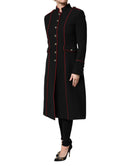 Black Wool Single Breasted Trench Coat Jacket