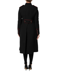 Black Wool Single Breasted Trench Coat Jacket