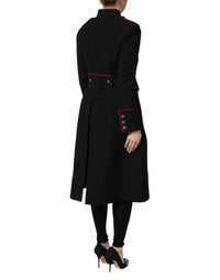 Black Wool Single Breasted Trench Coat Jacket