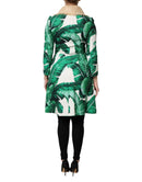 Multicolor Leaf Print Embellished Trenchcoat Jacket