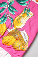 Pink Printed High Waist Hot Pants Shorts