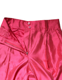 Pink Silk High Waist Tapered Pants