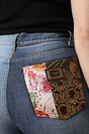 Multicolor Patchwork High Waist Denim Jeans