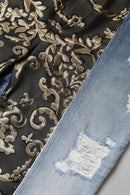 Multicolor Patchwork High Waist Denim Jeans