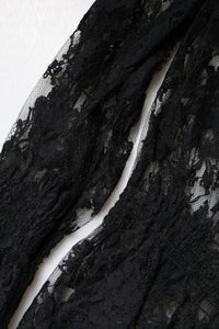 Black Cotton Floral Lace Women Blouse Top