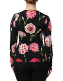 Black Floral Long Sleeve Women Blouse Top