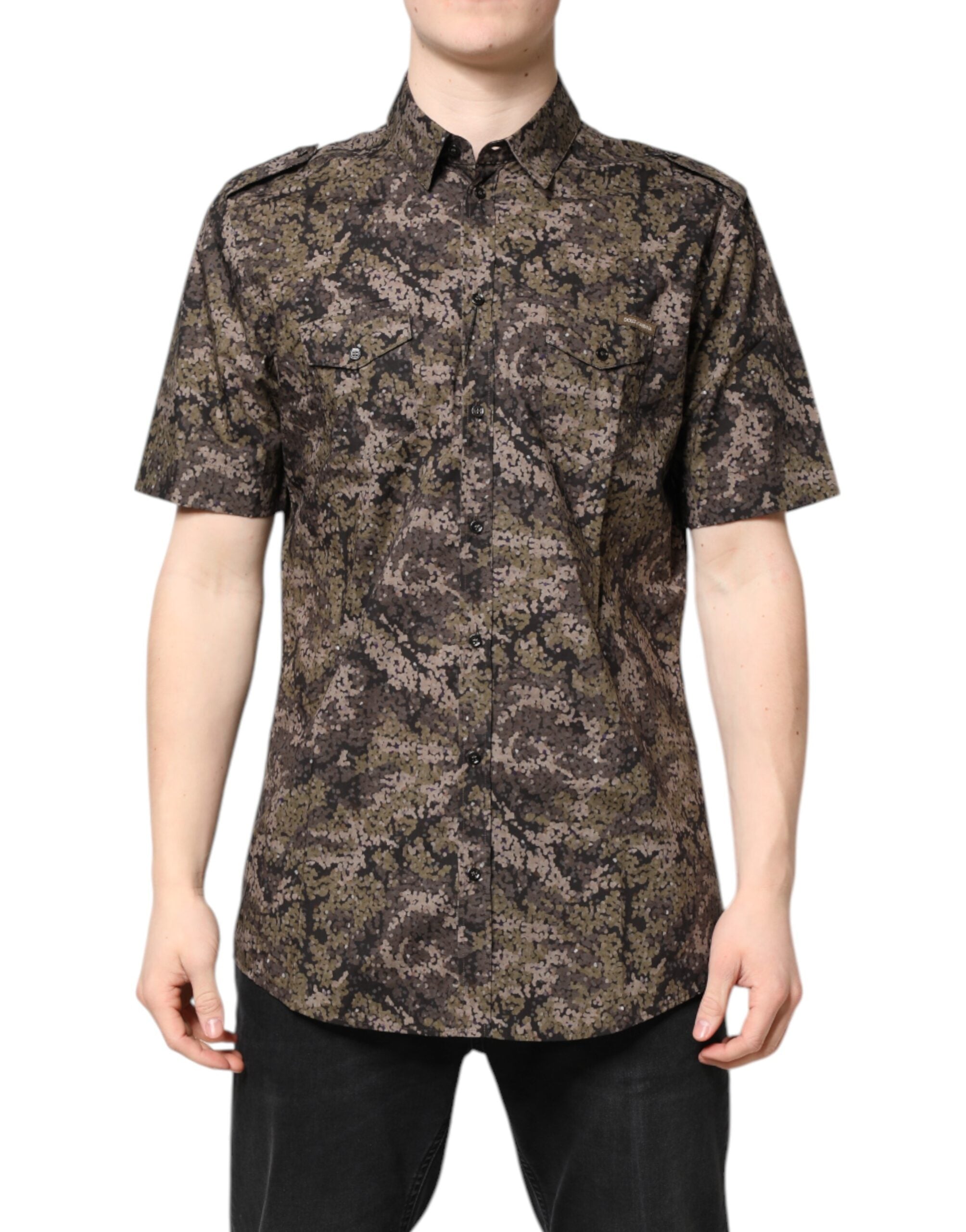 Multicolor Camouflage Button Down GOLD Shirt