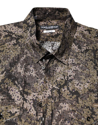 Multicolor Camouflage Button Down GOLD Shirt