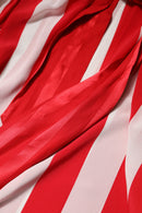 Red White Stripes Ascot Collar Blouse Top