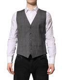 Gray Plaid Wool Formal Dress Waistcoat Vest