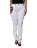 White Floral Sequined GIRLY Denim Jeans