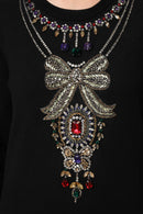 Black Cashmere Crystal Embellished Sweater