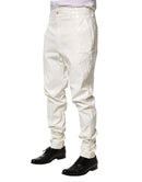White Nylon Tapered Dress Men Pants