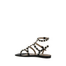 Black Calf Leather Bos Taurus Flat Sandals