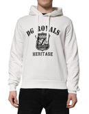 White Cotton DG ROYAL Print Hooded Sweater