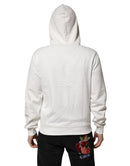White Cotton DG ROYAL Print Hooded Sweater