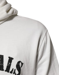 White Cotton DG ROYAL Print Hooded Sweater