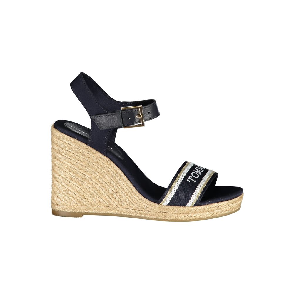 Blue Leather Women's Wedge Sandal