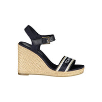 Blue Leather Women's Wedge Sandal