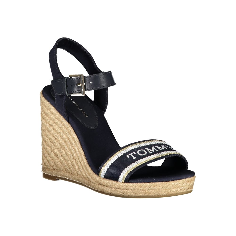 Blue Leather Women's Wedge Sandal
