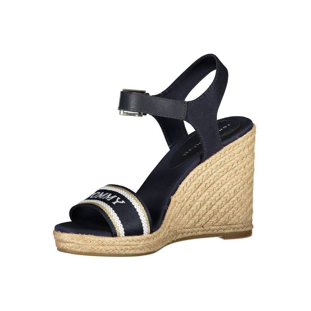 Blue Leather Women's Wedge Sandal