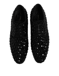 Black Suede Strass Derby Formal Shoes