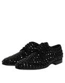 Black Suede Strass Derby Formal Shoes