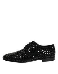 Black Suede Strass Derby Formal Shoes
