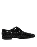 Black Suede Strass Derby Formal Shoes