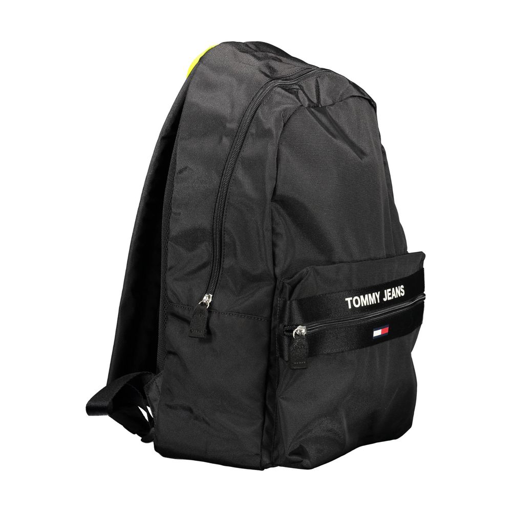 Black Recycled Polyester Men Backpack