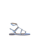 Light Blue Calf Leather Bos Taurus Flat Sandals