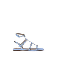 Light Blue Calf Leather Bos Taurus Flat Sandals