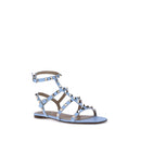 Light Blue Calf Leather Bos Taurus Flat Sandals
