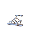 Light Blue Calf Leather Bos Taurus Flat Sandals