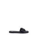 Black Calf Leather Bos Taurus Flat Sandals