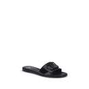 Black Calf Leather Bos Taurus Flat Sandals