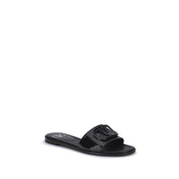 Black Calf Leather Bos Taurus Flat Sandals