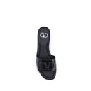 Black Calf Leather Bos Taurus Flat Sandals