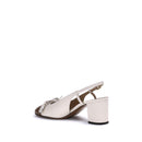 White Calf Leather Bos Taurus Mid Heel Pumps