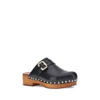 Black Calf Leather Bos Taurus Clogs