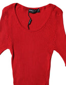 Red Round Neck Short Sleeves Pullover Top